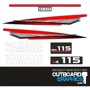 Yamaha 115hp V4 2 stroke outboard decals/sticker kit + FREE SQUEEGEE - All US orders shipped Duty Paid - No extra duty to pay.