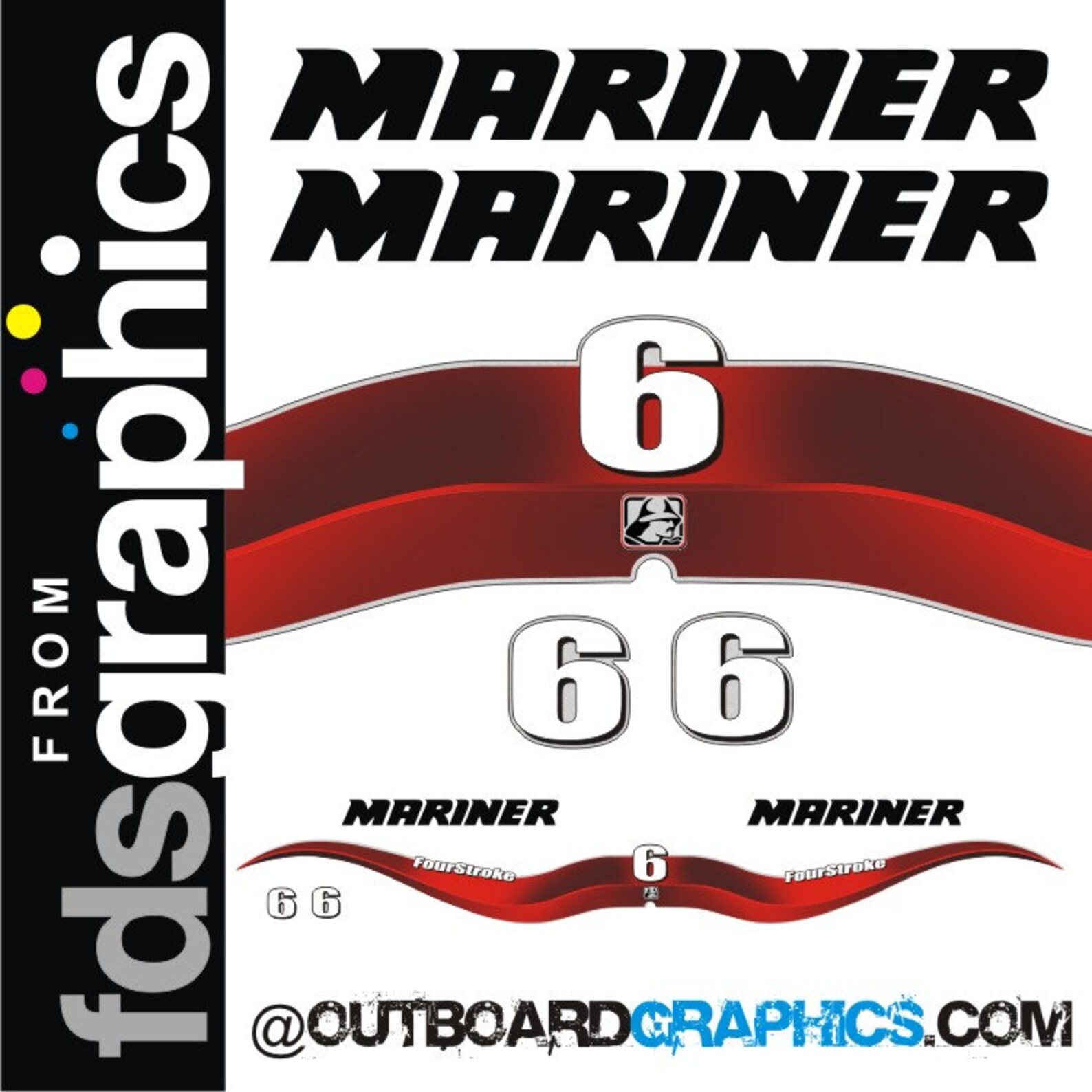 Mariner 6hp 4 stroke outboard decals/sticker kit Etsy
