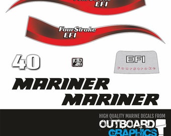 Kit de calcomanías y pegatinas para motor fueraborda Mariner 40 hp, 4 tiempos, EFI (2008)