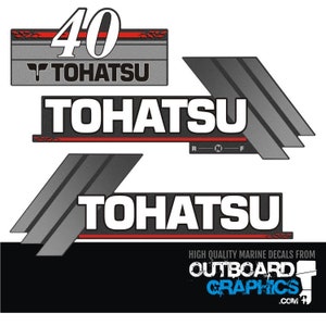Tohatsu 40hp automixing outboard engine decals/sticker kit + FREE SQUEEGEE