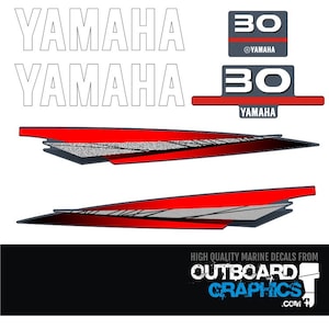 Yamaha 30hp two stroke outboard engine decals/sticker kit + FREE SQUEEGEE