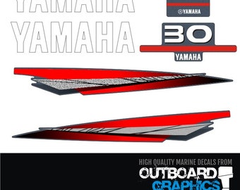 Yamaha 30hp two stroke outboard engine decals/sticker kit   - All US orders shipped Duty Paid - No extra duty to pay.