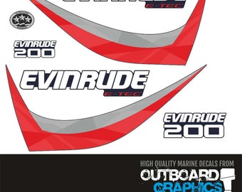 Evinrude 200hp Etec / e-tec outboard engine decals - 2015 60º small block (blue cowl)