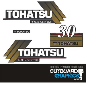 Tohatsu 30hp 4 stroke outboard engine decals/sticker kit + FREE SQUEEGEE