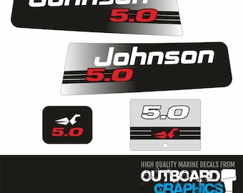 Johnson 5hp Outboard Engine Decal Kit (1996) + Squeegee