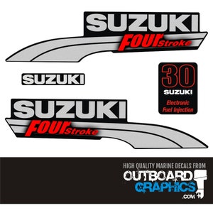 Suzuki DF30 30hp (pre 2010) four stroke outboard engine decals/sticker kit + FREE SQUEEGEE