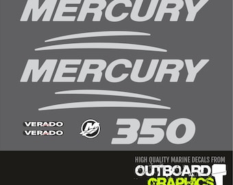 Mercury Verado 3D resin domed chrome Outboard decals 350hp - USA Tariff Free