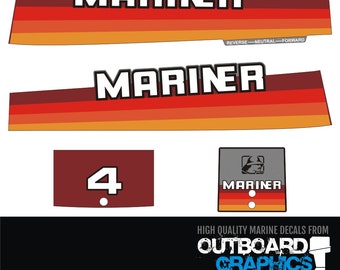Kit de décalcomanies/autocollants pour moteur hors-bord arc-en-ciel Mariner de 4 cv + RACLETTE GRATUITE