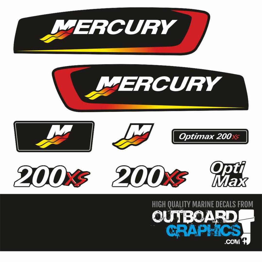 Murcury Racing Decals Mercury Racing 200XS Outboard Decals/sticker Kit + FREE SQUEEGEE - Etsy