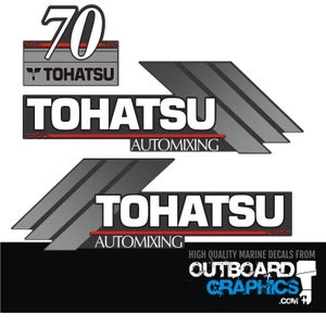 Tohatsu 70hp automixing outboard engine decals/sticker kit + FREE SQUEEGEE