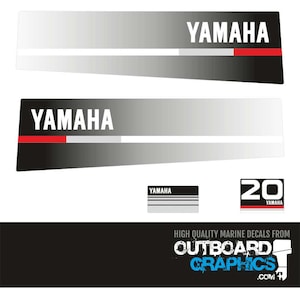 Yamaha 20hp two stroke (1987) outboard engine decals/sticker kit + FREE SQUEEGEE - All US orders shipped Duty Paid - No extra duty to pay.