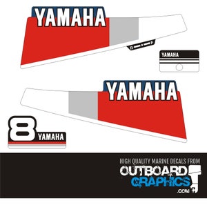 Yamaha 8CM 8hp 2 stroke (1994) outboard engine decals/sticker kit + FREE SQUEEGEE - All US orders shipped Duty Paid - No extra duty to pay.