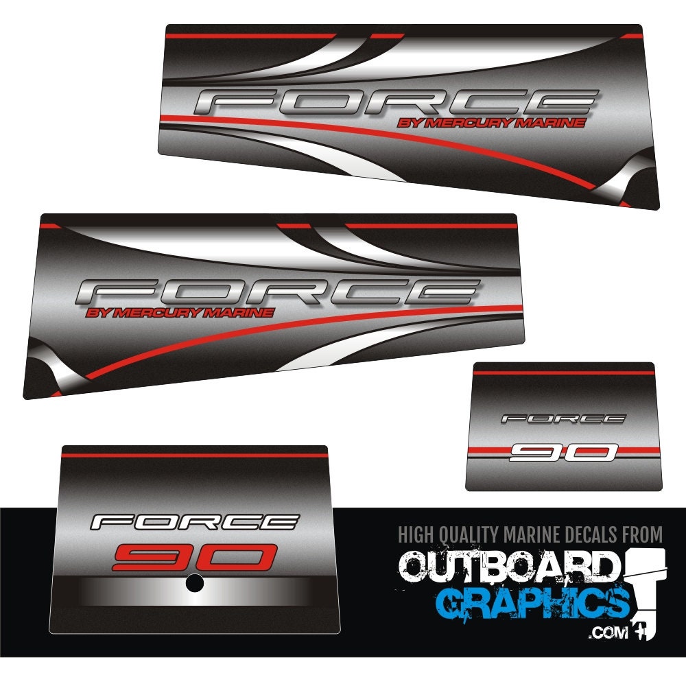 90HP Motor Stickers Mercury 90 Outboard Decal Set - Replacement ...