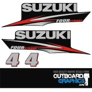 Suzuki DF4 4hp four stroke outboard engine decals/sticker kit - post 2010 + FREE SQUEEGEE