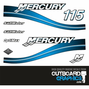 thumbnail image 2 of Mercury 150hp Saltwater Edition Outboard Decals – Blue Sticker Set 2 of 5