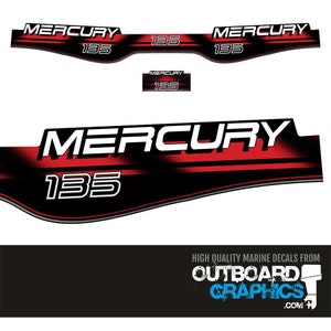 Mercury 135hp two stroke outboard decals/sticker kit + FREE SQUEEGEE - All US orders shipped Duty Paid - No extra duty to pay.