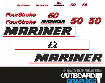 Kit de calcomanías/pegatinas para motor fueraborda Mariner de 50 hp y cuatro tiempos (modelo 2001)