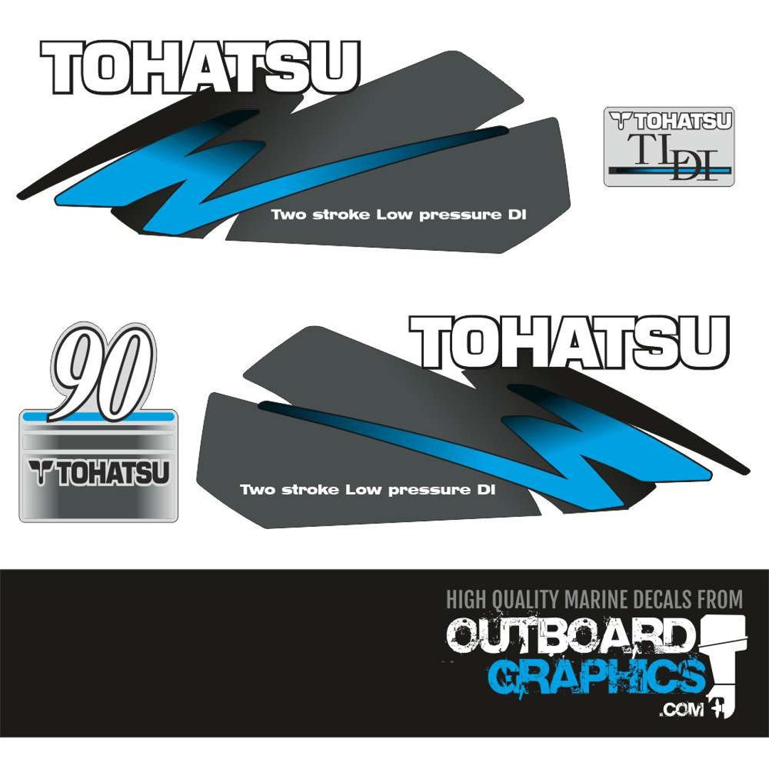 Tohatsu 90hp TLDI Outboard Engine Decals/sticker Kit Blue Etsy