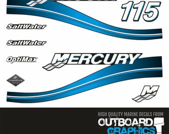 Mercury 115hp saltwater Optimax 2 stroke outboard engine decal/sticker kit (2004)