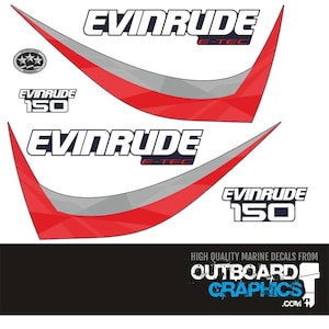 Evinrude 150hp ETEC / E-TEC outboard engine decals - 2015 60º small block (blue cowl) + Free Squeegee