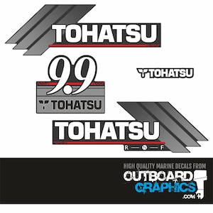 Tohatsu 9.9hp 2 stroke (2003) outboard engine decals/sticker kit + FREE SQUEEGEE