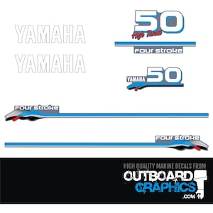 Yamaha 50hp High Thrust 4 stroke outboard engine decals/sticker kit + FREE SQUEEGEE