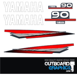 Yamaha 90hp two stroke outboard engine decals/sticker kit + FREE SQUEEGEE