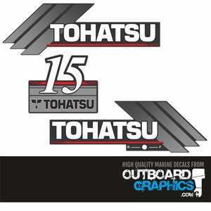 Tohatsu 15hp 2 stroke (2003) outboard engine decals/sticker kit + FREE SQUEEGEE
