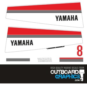 Yamaha 8hp 2 stroke (1981) outboard engine decals/sticker kit + FREE SQUEEGEE - All US orders shipped Duty Paid - No extra duty to pay.