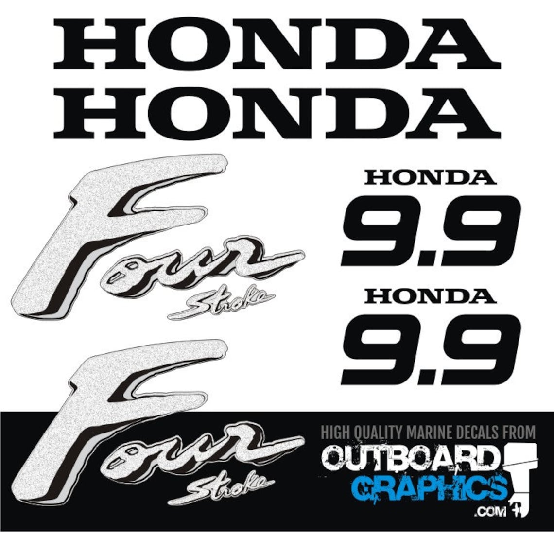 Honda 9.9hp 4 Stroke Outboard Engine Decals/sticker Kit Etsy