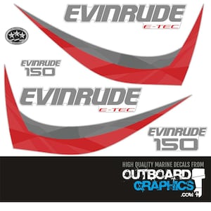 Evinrude 150hp ETEC / E-TEC outboard engine decals - 2015 60º small block (white cowl) + Free Squeegee