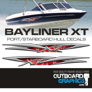 Pair of Bayliner XT175 hull decals - custom colours & sizes available + FREE SQUEEGEE