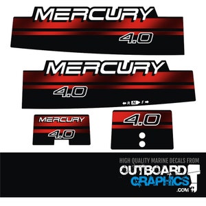Mercury 4hp 2 stroke outboard decals/sticker kit + FREE SQUEEGEE