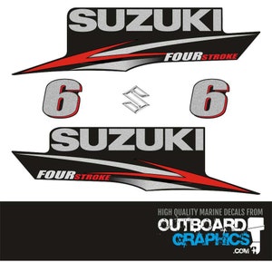 Suzuki DF6 6hp four stroke outboard engine decals/sticker kit - post 2010 + FREE SQUEEGEE