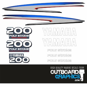 Yamaha 200hp four stroke outboard engine decals/sticker kit + FREE SQUEEGEE