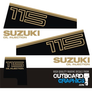 Suzuki DT115 outboard engine decals/sticker kit (1982) + FREE SQUEEGEE