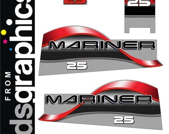 Mariner 25hp two stroke outboard engine decals/sticker kit