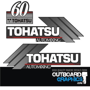 Tohatsu 60hp automixing outboard engine decals/sticker kit + FREE SQUEEGEE