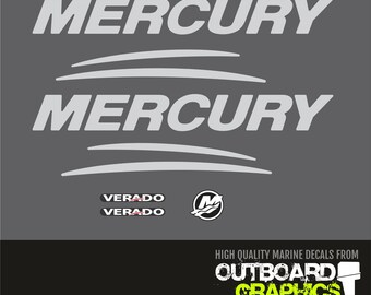 Mercury Verado 3D resin domed chrome Outboard decals 225 to 400hp - USA Tariff Free