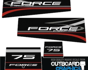 Mercury Force 75hp outboard decals/sticker kit - black design