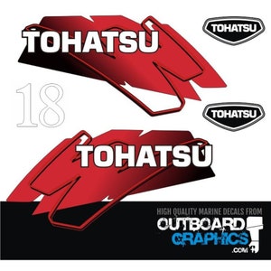 Tohatsu 18hp 2 stroke outboard engine decals/sticker kit + FREE SQUEEGEE