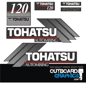 Tohatsu 120hp automixing outboard engine decals/sticker kit + FREE SQUEEGEE