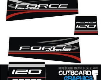 Mercury Force 120hp outboard decals/sticker kit – black design