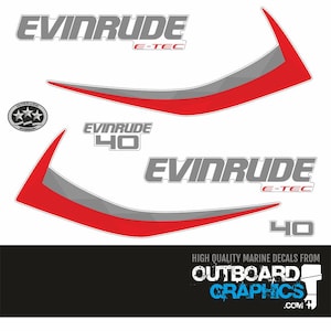 Evinrude 40hp Etec / e-tec 2015 outboard engine decals/sticker kit - WHITE cowl + Free Squeegee