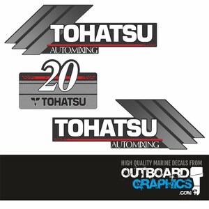 Tohatsu 20hp automixing outboard engine decals/sticker kit + FREE SQUEEGEE