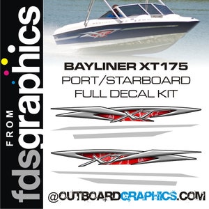 &quot;Paar Bayliner XT175 Rumpfabziehbilder mit metallischem silbernen Streifen - individuelle Farben möglich + gratis Rakel.&quot;