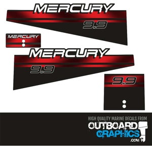 Mercury 9.9hp two stroke outboard decals/sticker kit (1996) + FREE SQUEEGEE