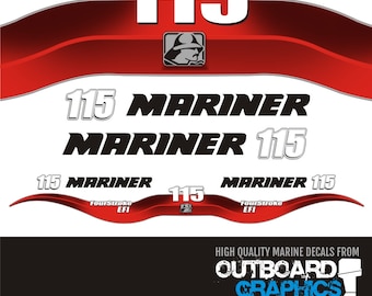 Kit de décalcomanies/autocollants pour moteurs hors-bord EFI 4 temps Mariner 115 ch + RACLETTE GRATUITE