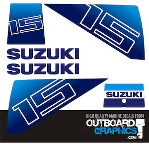 Suzuki DT15 15hp two stroke outboard engine decals/sticker kit + FREE SQUEEGEE