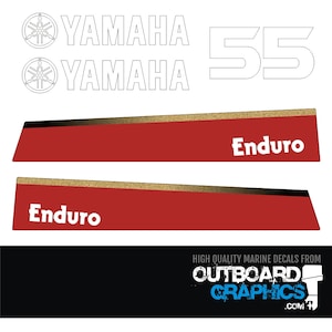 Yamaha 55hp Enduro outboard engine decals/sticker kit + FREE SQUEEGEE